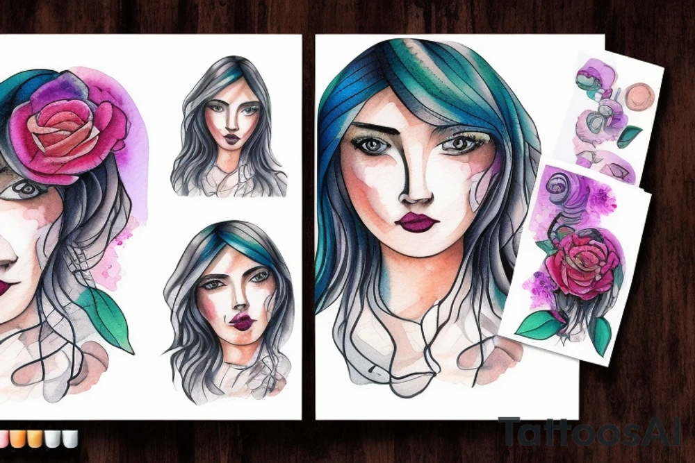 portrait of a girl 4k tattoo idea