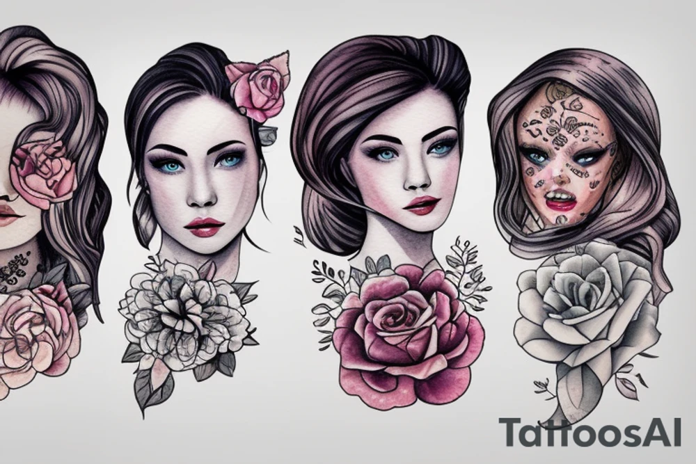 portrait of a girl 4k tattoo idea
