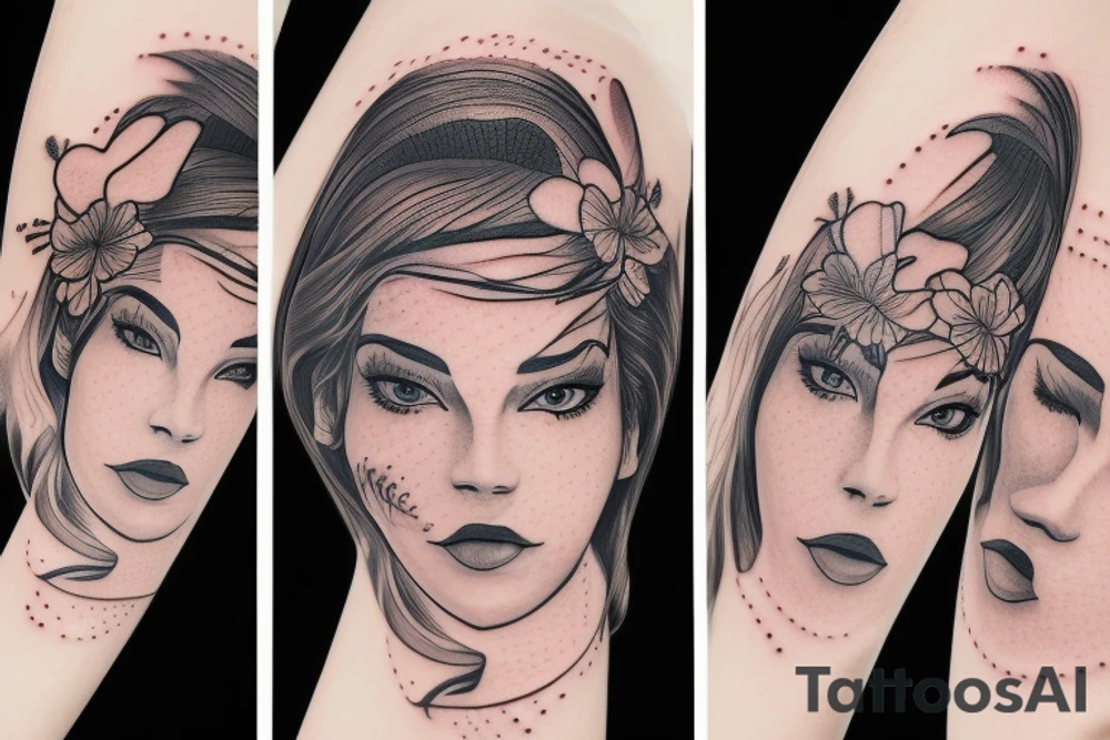 portrait of a girl 4k tattoo idea
