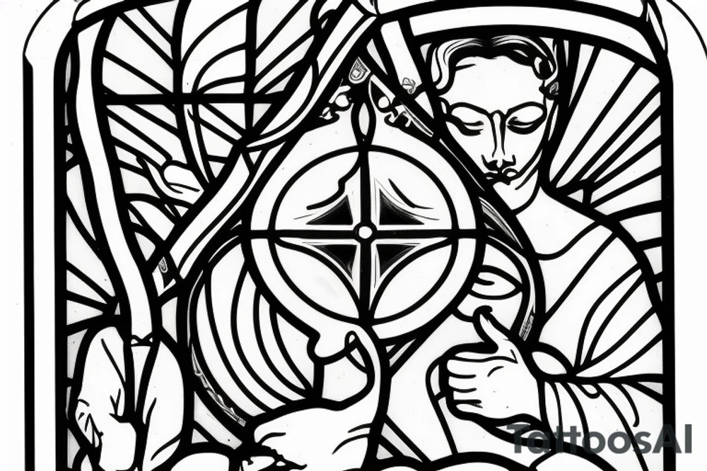 Stained glass window of good samaritan tattoo idea