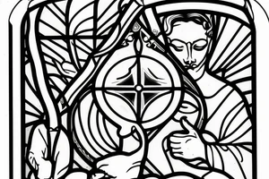 Stained glass window of good samaritan tattoo idea