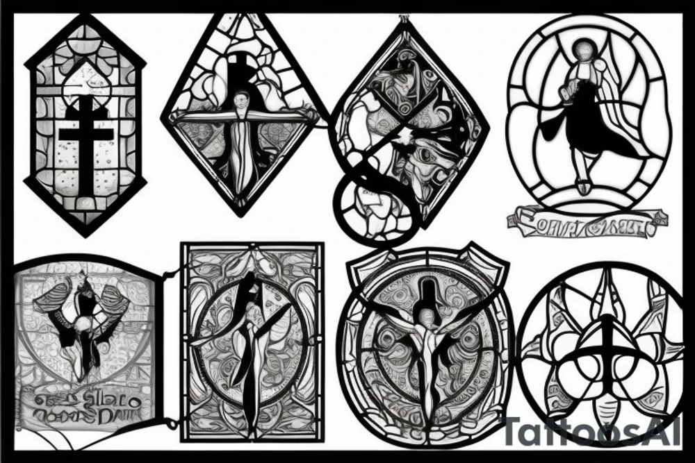 Stained glass window of good samaritan tattoo idea
