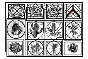 Stained glass window of cactus tattoo idea
