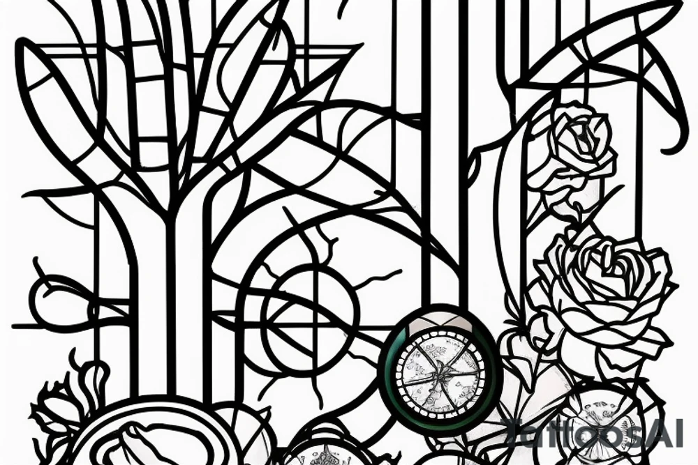 Stained glass window of cactus tattoo idea