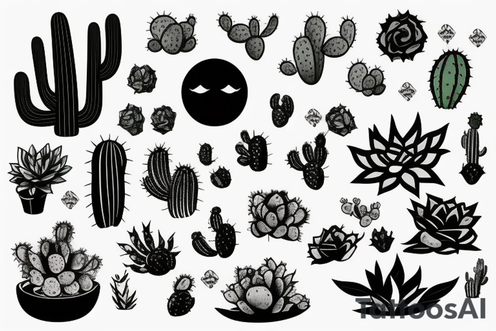 Cactus with blanket underneath and sun in background tattoo idea Cactus with blanket underneath and sun in background tattoo idea