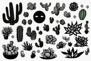 Cactus with blanket underneath and sun in background tattoo idea