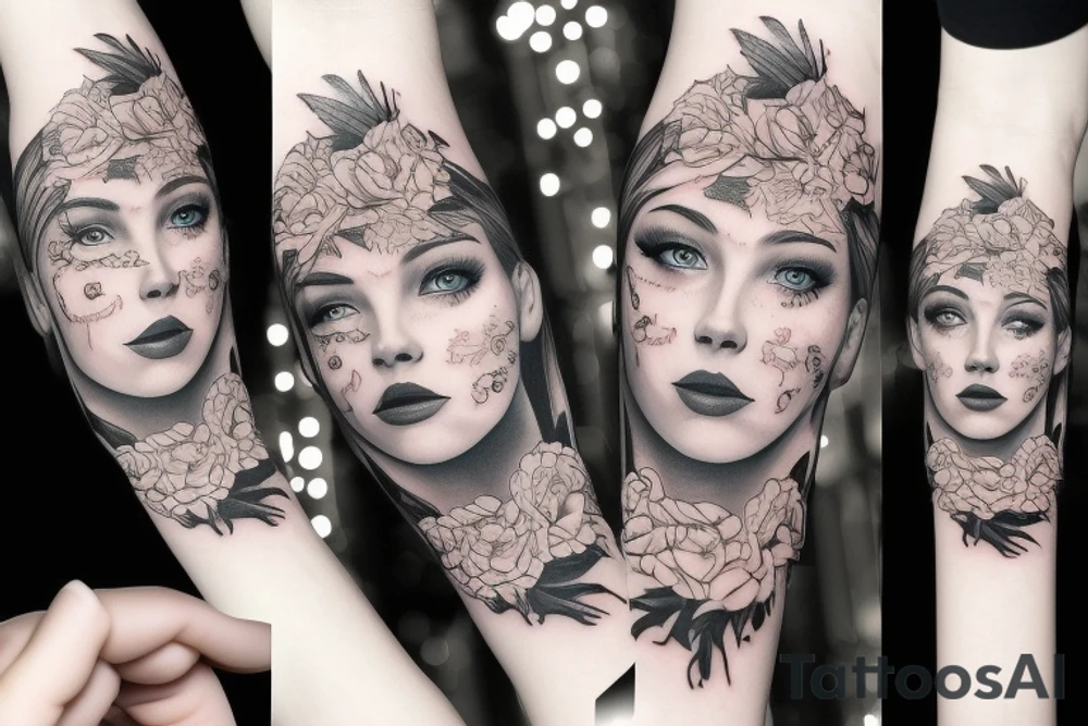 girl who looks at you with loving eyes tattoo idea