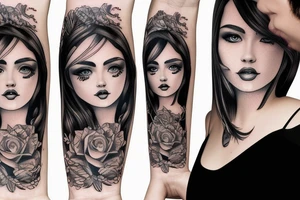 girl who looks at you with loving eyes full-size tattoo idea