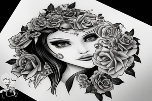 girl who looks at you with loving eyes full-size tattoo idea