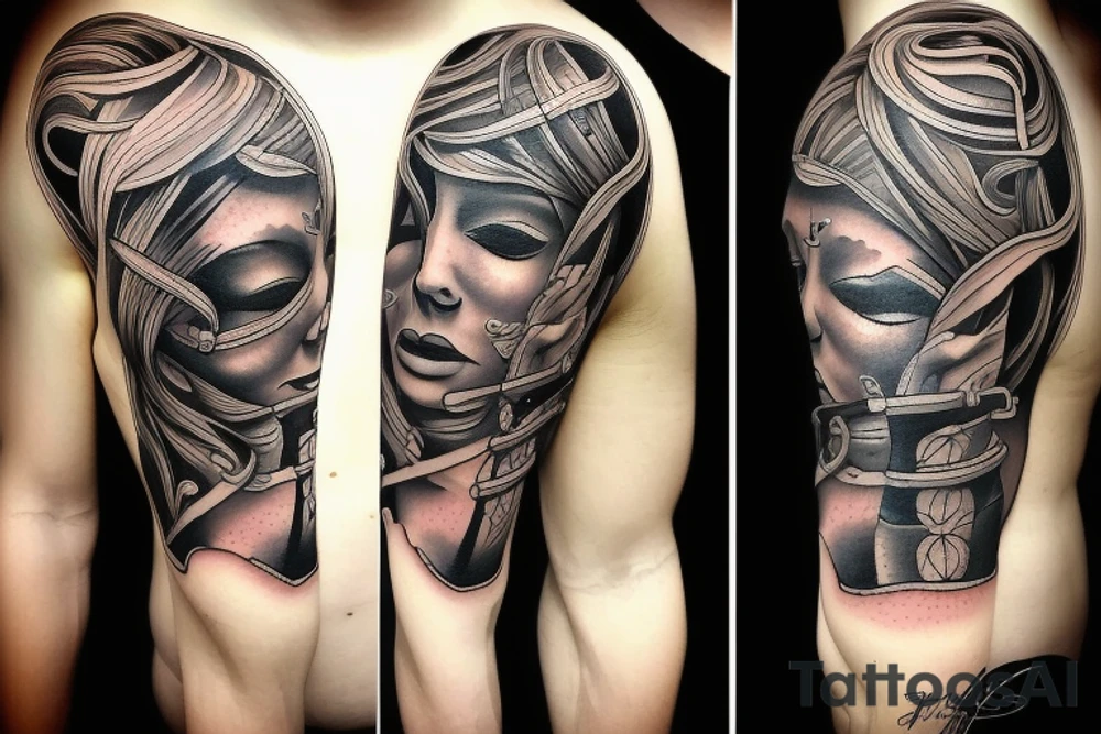 person walking towards another person tattoo idea