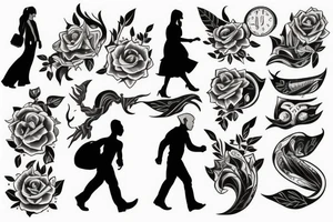 person walking towards another person full-size tattoo idea