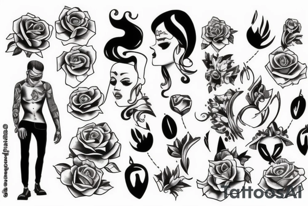 person walking towards another person full-size tattoo idea