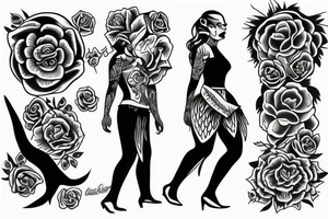 person walking towards another person full-size tattoo idea