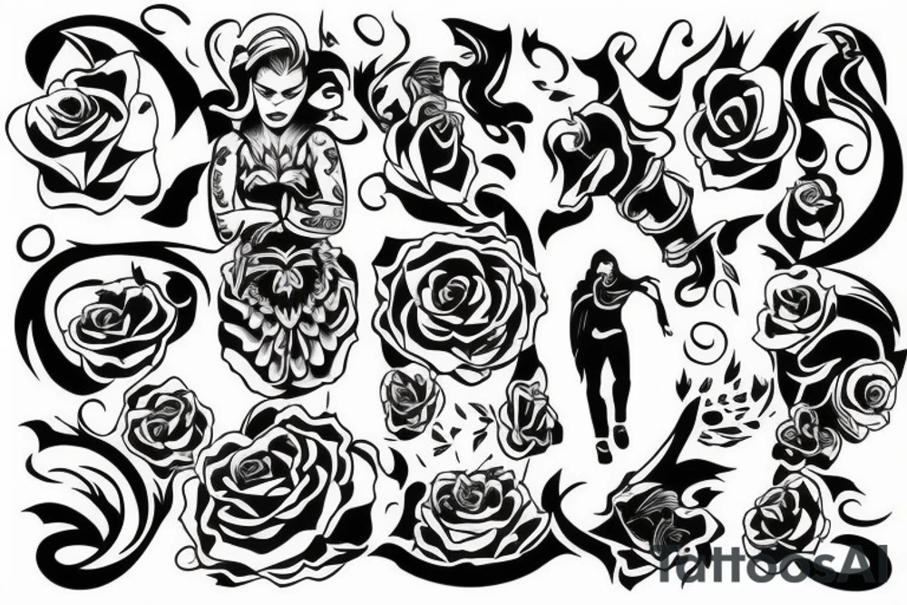 person walking towards another person full-size tattoo idea