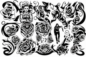 person walking towards another person full-size tattoo idea