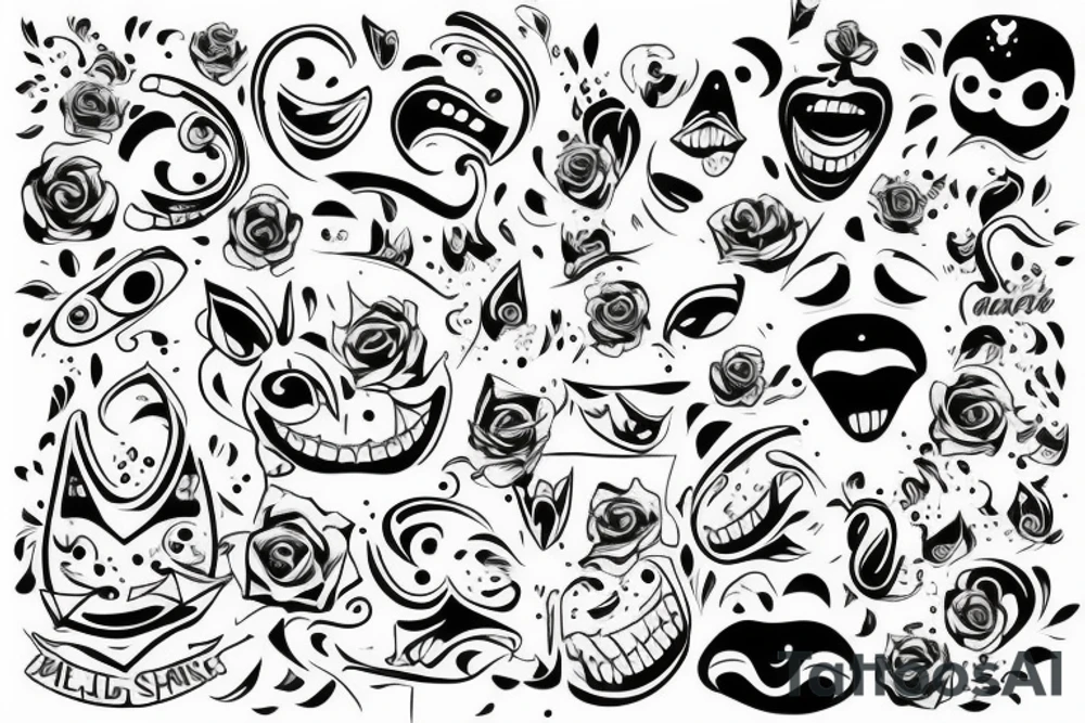 smiling face full-size tattoo idea