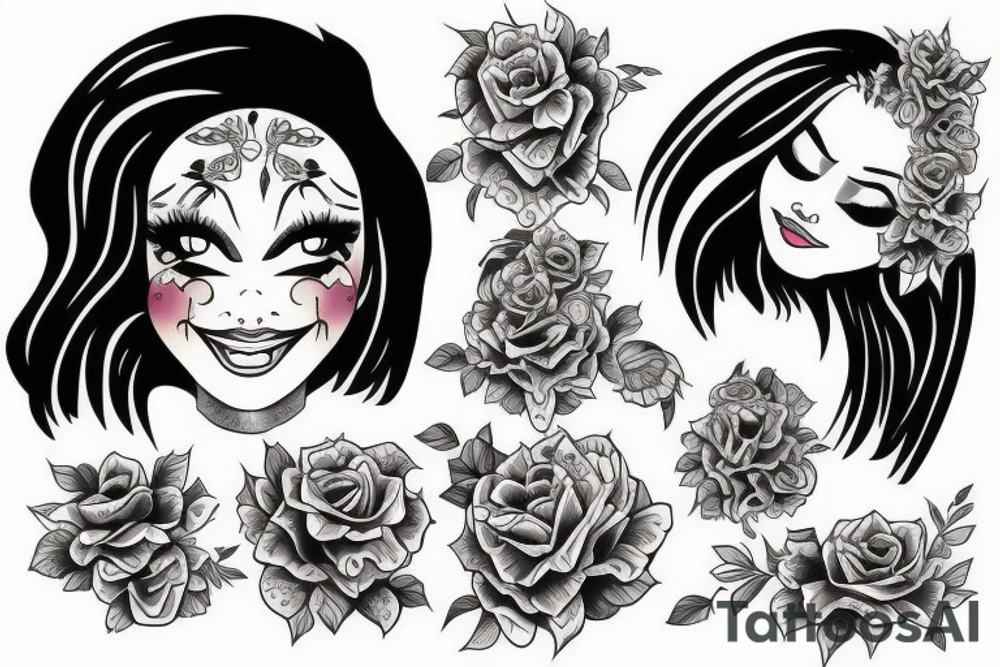 smiling face beautiful girl full-size tattoo idea