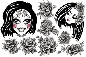 smiling face beautiful girl full-size tattoo idea