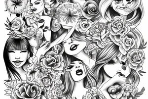 smiling face beautiful girl full-size tattoo idea
