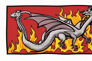 A dragon breathing fire and flying over a burning city. People are running in panic in all directions. Everything is bright and organic. Suggested Placements: Back, upper arm, thigh tattoo idea