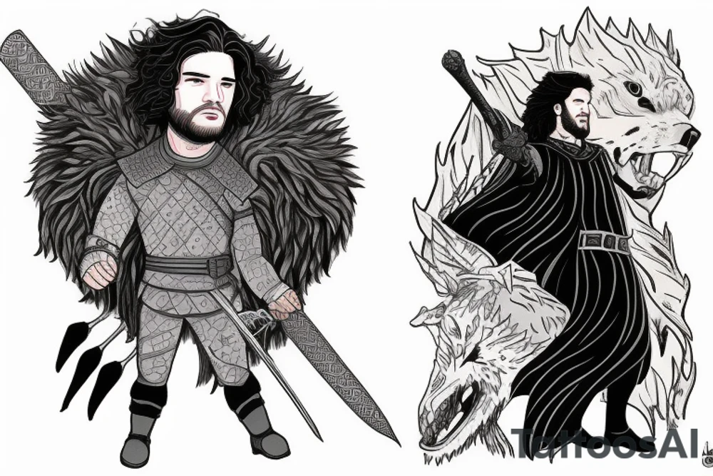 Jon Snow kills the king. Suggested Placements: Back, upper arm, thigh tattoo idea