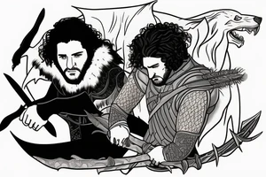 Jon Snow kills the king. Suggested Placements: Back, upper arm, thigh tattoo idea