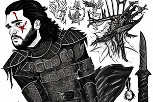 Jon Snow kills the king. Suggested Placements: Back, upper arm, thigh tattoo idea