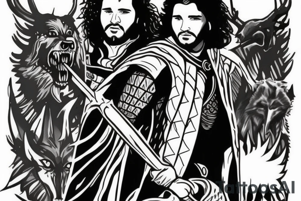 Jon Snow kills the king. Suggested Placements: Back, upper arm, thigh tattoo idea