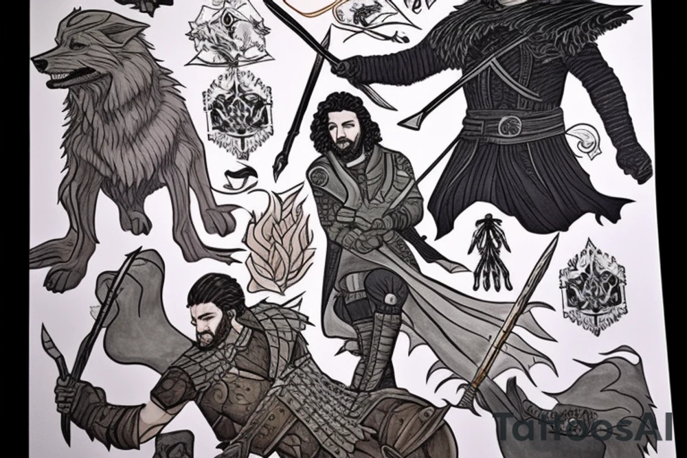 Jon Snow kills the king. Suggested Placements: Back, upper arm, thigh tattoo idea