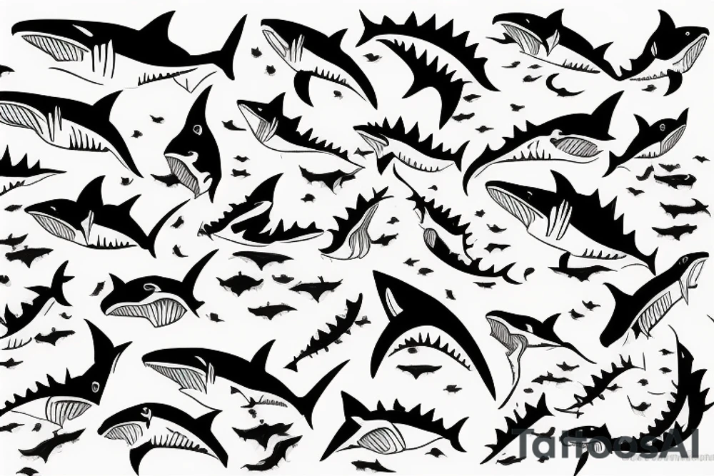 Half shark half human tattoo idea