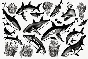 Half shark half human tattoo idea