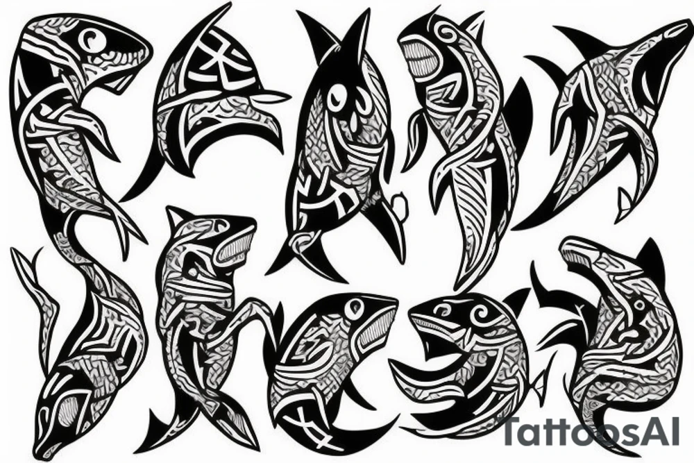 Half shark half human tattoo idea
