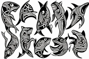 Half shark half human tattoo idea