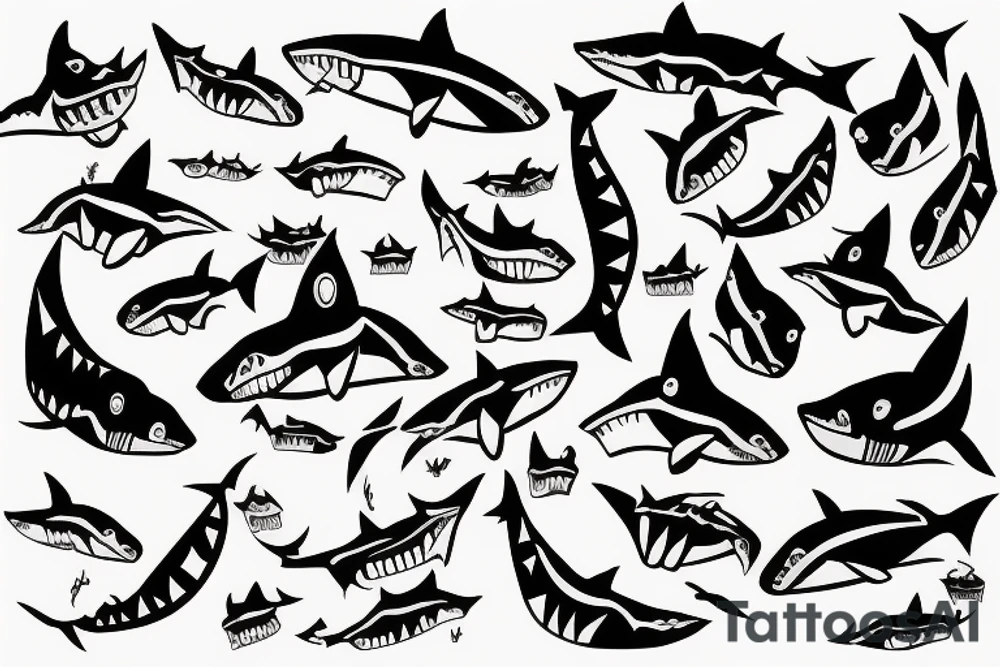 Half shark half human tattoo idea