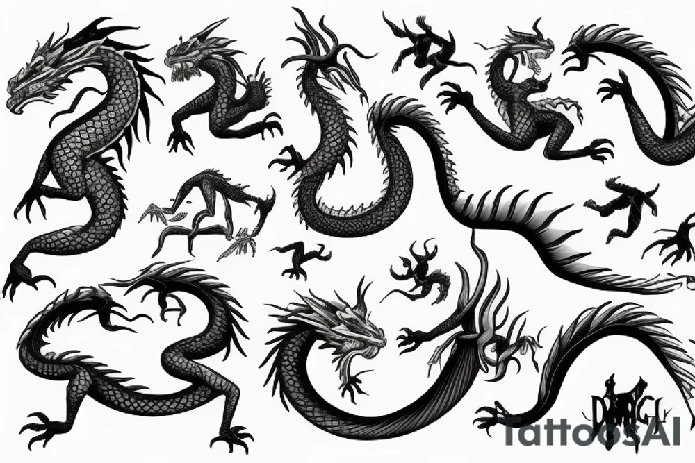 dragon climbing willow tree tattoo idea