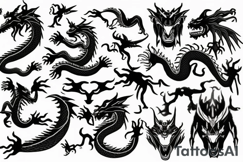 dragon holding willow tree tattoo idea