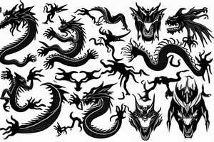 dragon holding willow tree tattoo idea