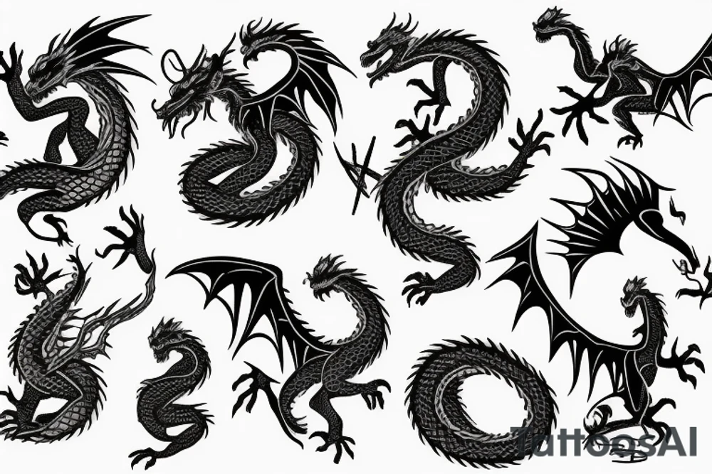 dragon holding willow tree tattoo idea