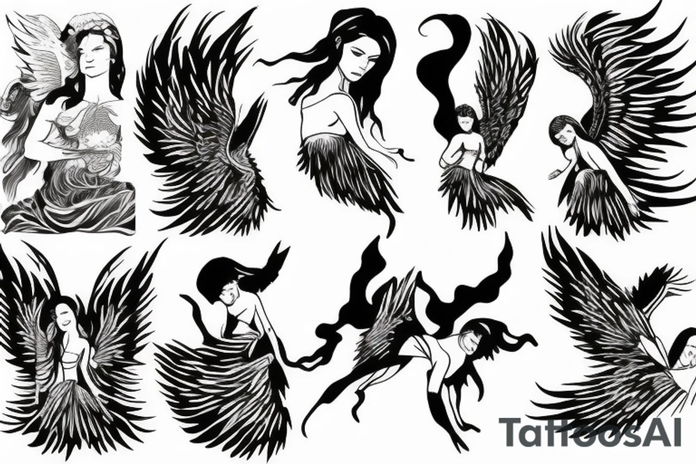 angel falling through sky tattoo idea