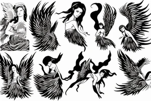 angel falling through sky tattoo idea