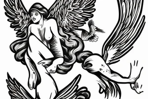 angel crashing through sky tattoo idea