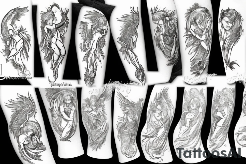 angel crashing through sky tattoo idea