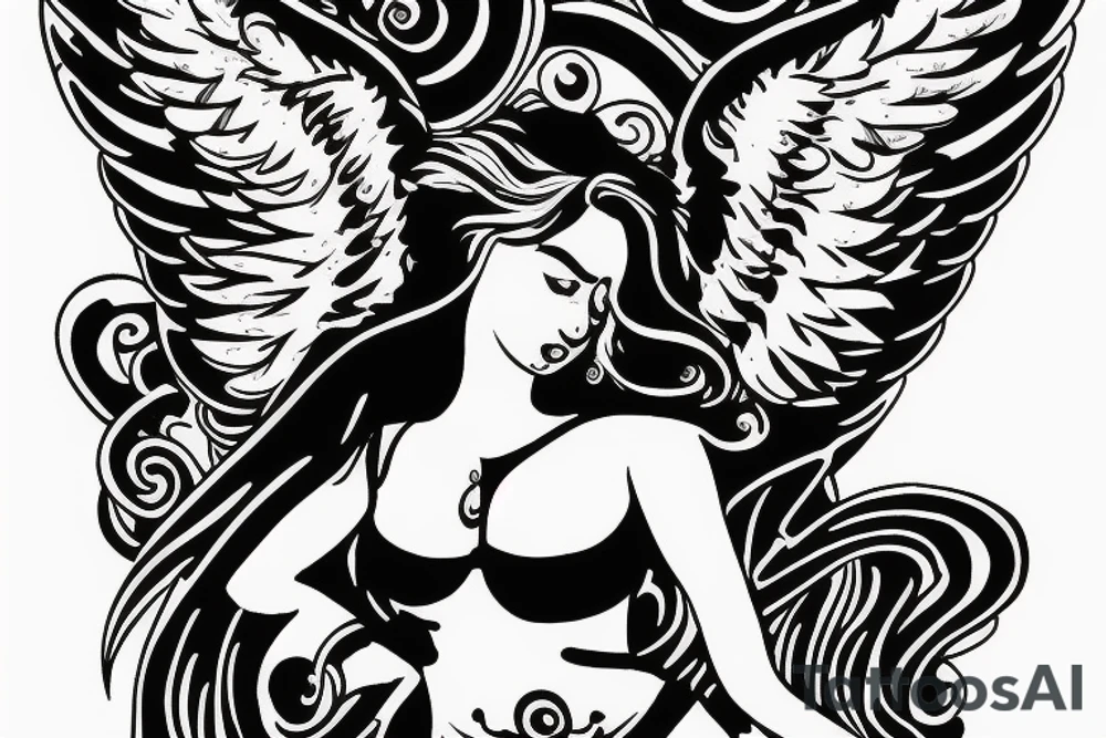 angel dropping down tattoo idea