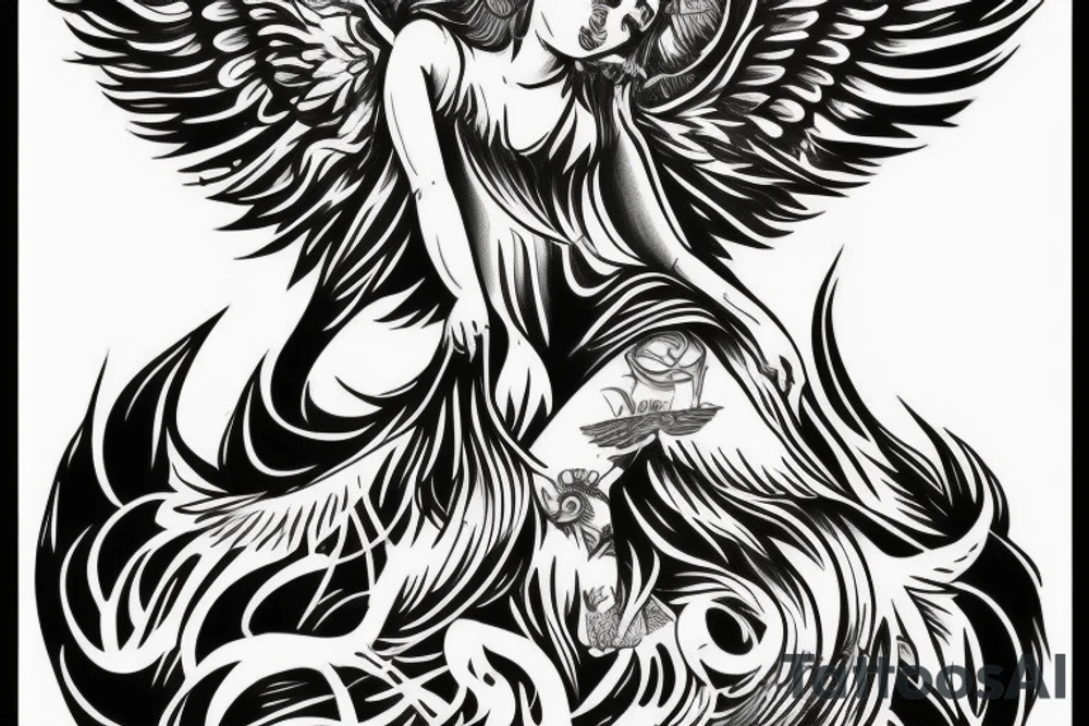 angel dropping down tattoo idea