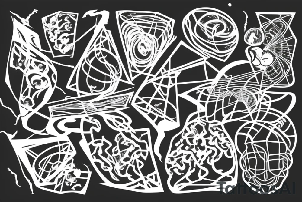 Kite formed Crack in time and space. In the crack there is a brain tattoo idea