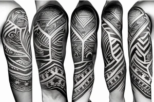 Filipino tribal sleeve with American Stars and Stripes mixed in tattoo idea