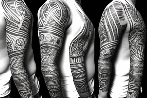 Filipino tribal sleeve with American Stars and Stripes mixed in tattoo idea