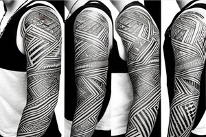 Filipino tribal sleeve with American flag mixed ib tattoo idea
