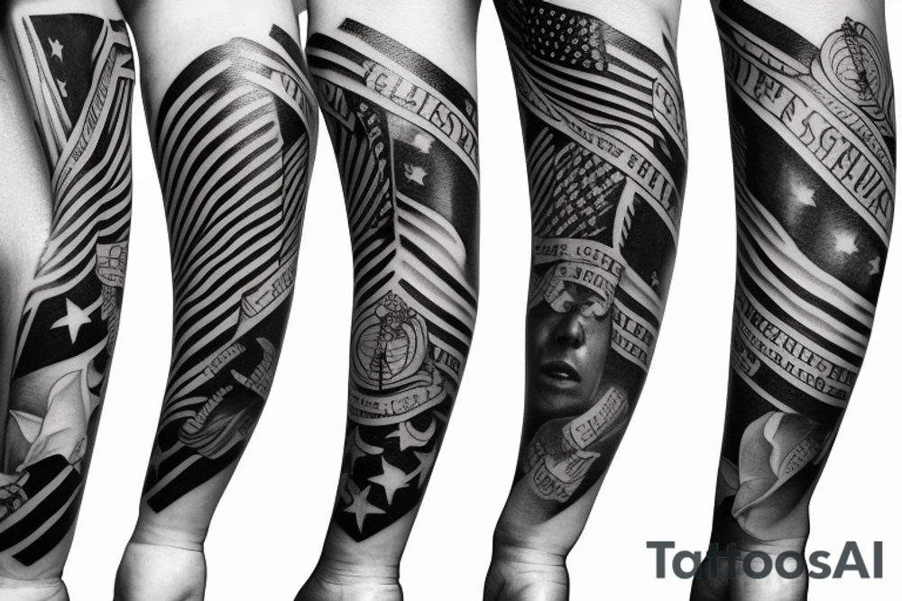 Forearm sleeve with Filipino and American flag accents tattoo idea