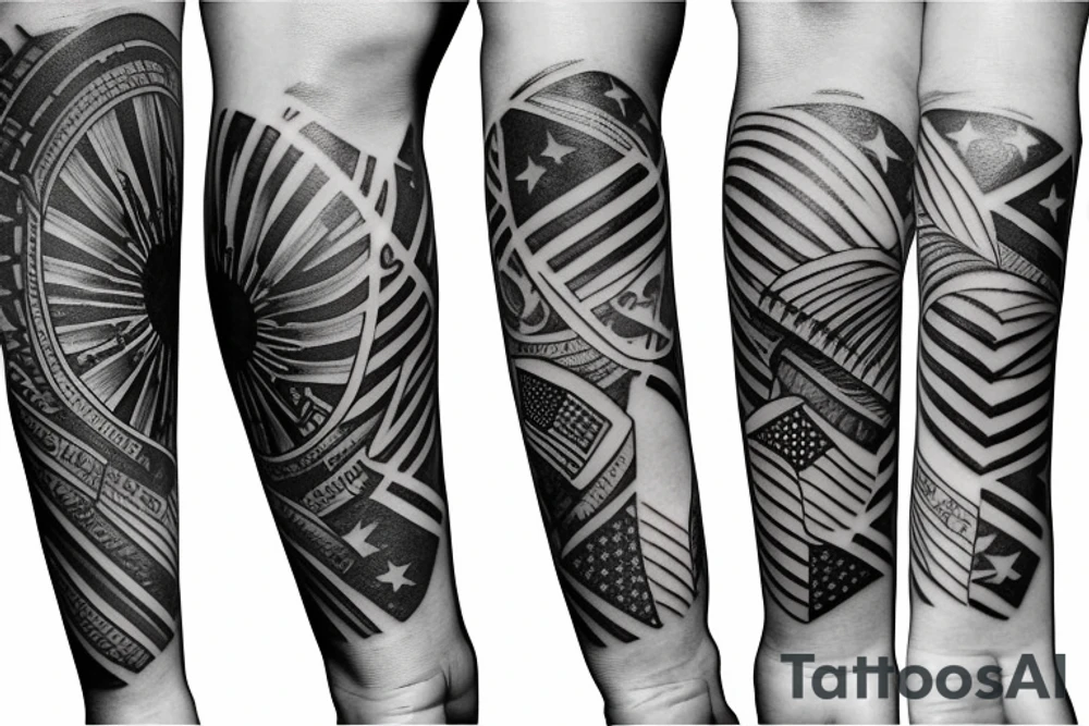 Forearm sleeve with Filipino and American flag accents tattoo idea